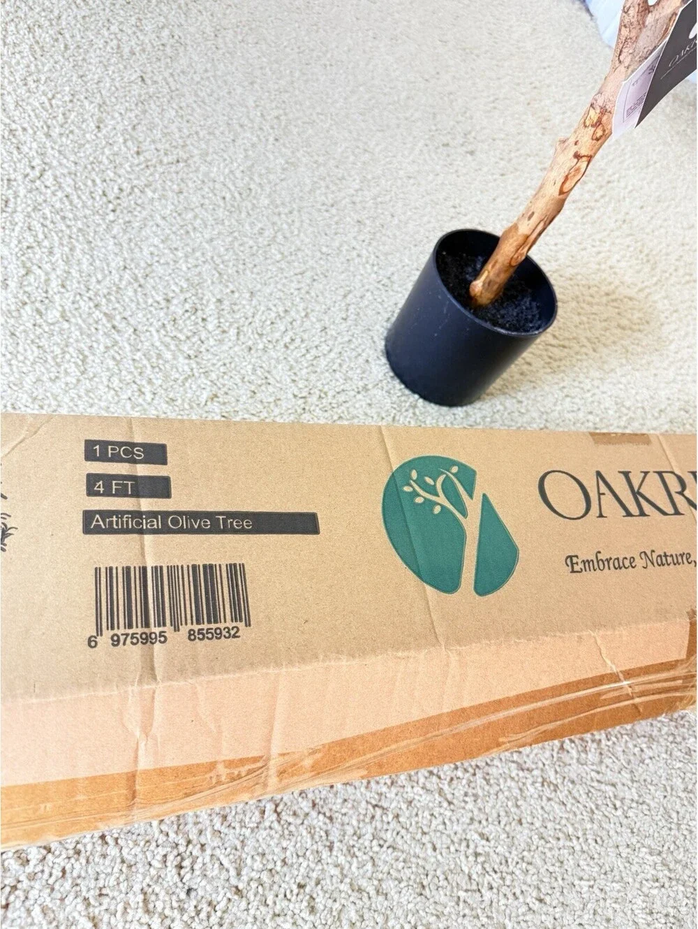 OAKRED 4FT Artificial Olive Tree Faux Potted Plant Indoor Decor W Box